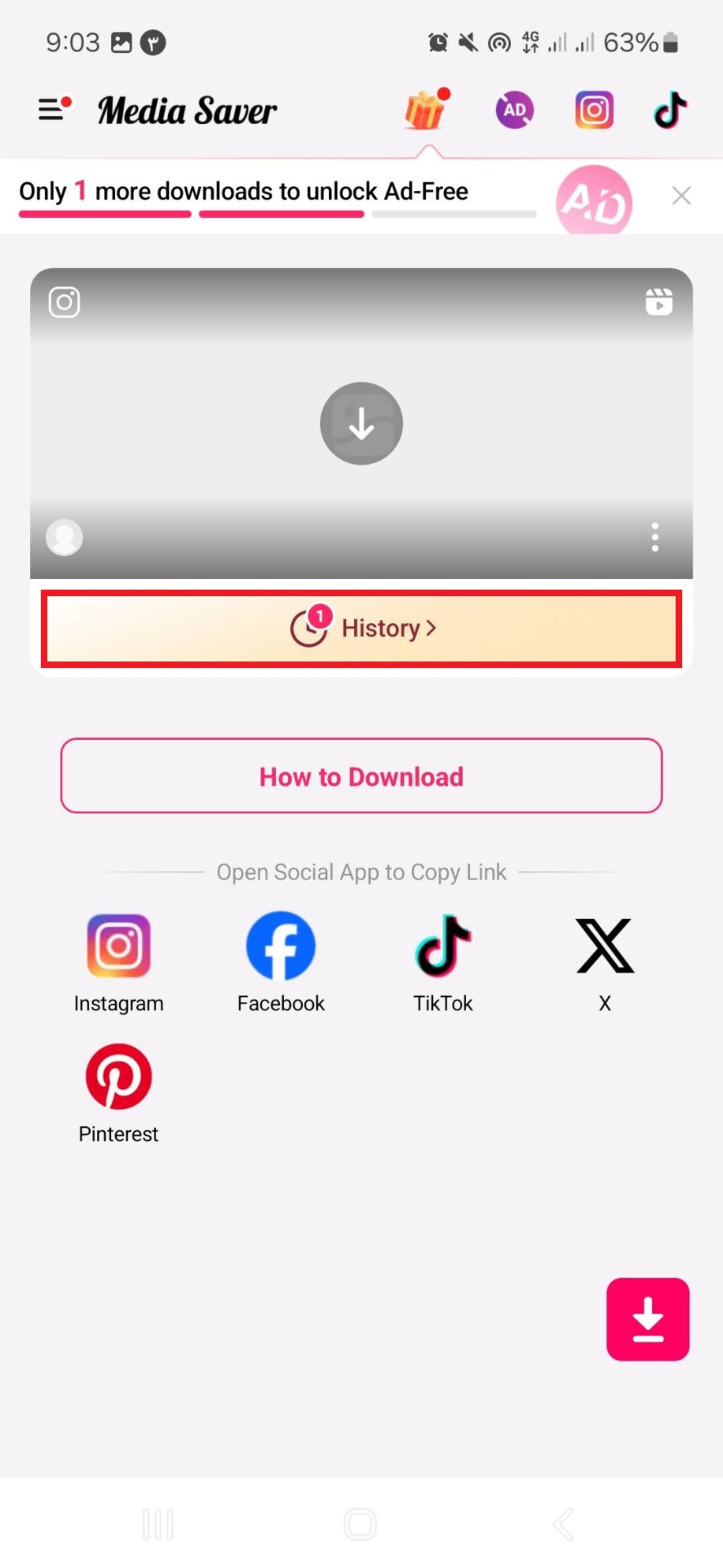 media-saver-history-6809b24b94433ff2f07b5579 بخش تاریچخه در media saver